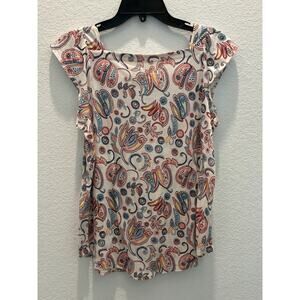 NWT LOFT Cotton T-Shirt with Paisley Print, Size SMALL